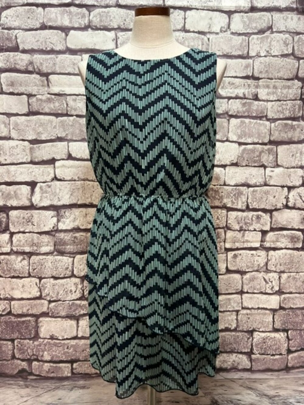 Enfocus Studio Navy & Green Sleeveless Dress Size 14